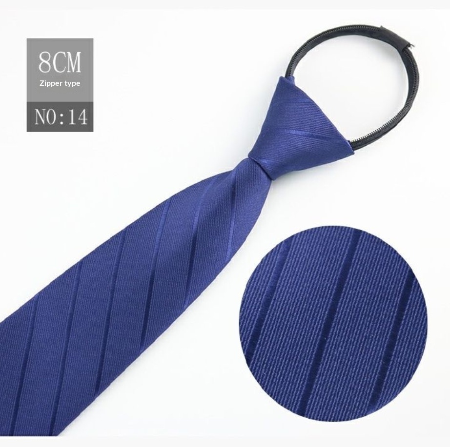 Mens Business Formal Zipper Tie With Blue Stripes - Image 17