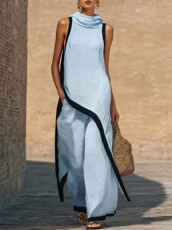 Irregular-cut Hooded Sleeveless Set - Image 9
