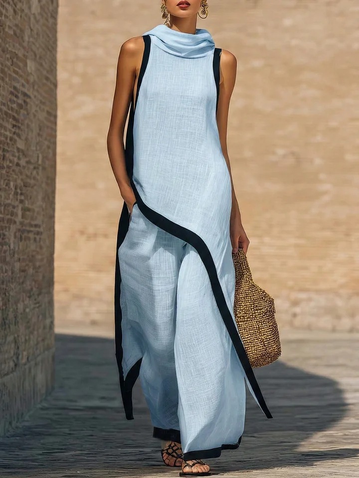 Irregular-cut Hooded Sleeveless Set - Image 9