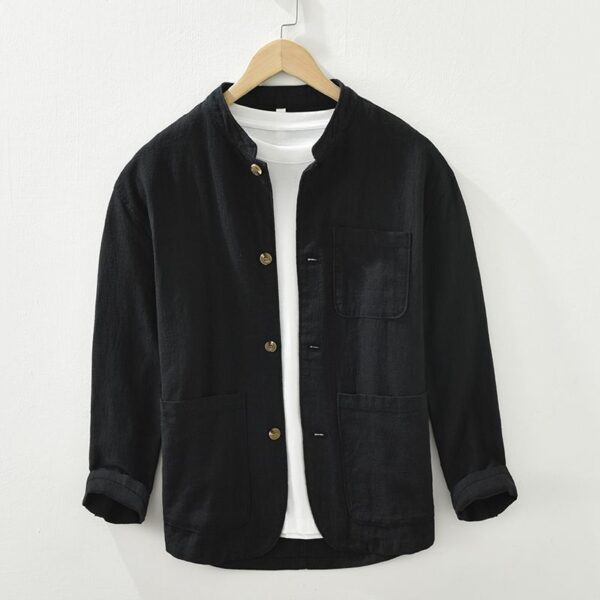 Mens Retro Linen Long-Sleeve Shirt - Image 13