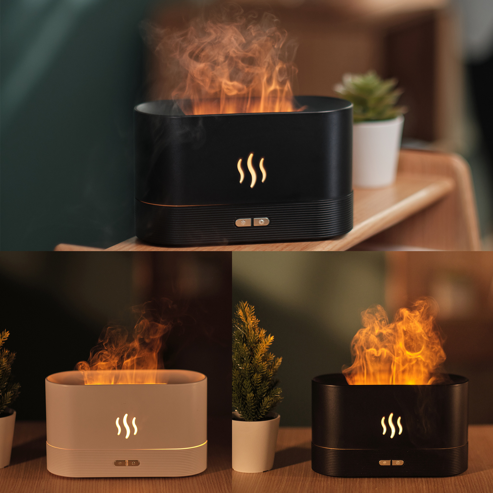 Aroma Diffuser With Flame Light Mist Humidifier Aromatherapy Diffuser With Waterless Auto-Off Protection For Spa Home Yoga Office - Image 1