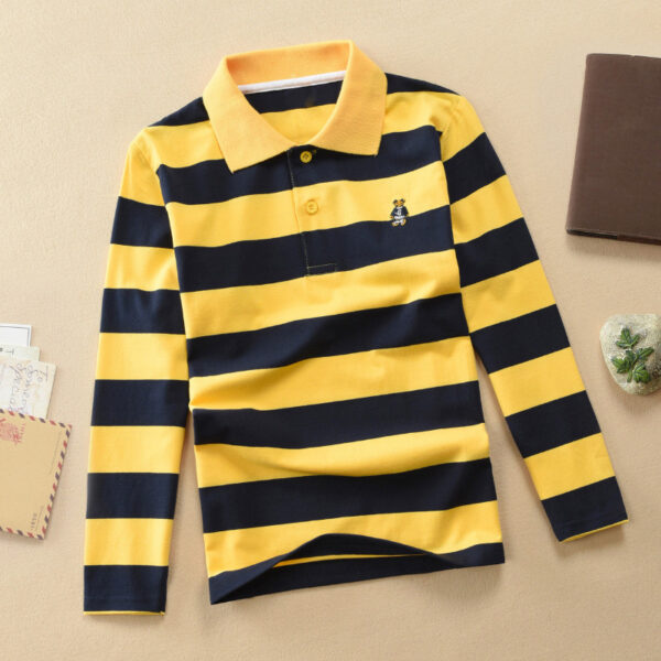 Turn-down Collar Long-sleeve T-shirt Childrens Clothing Business Top - Image 5