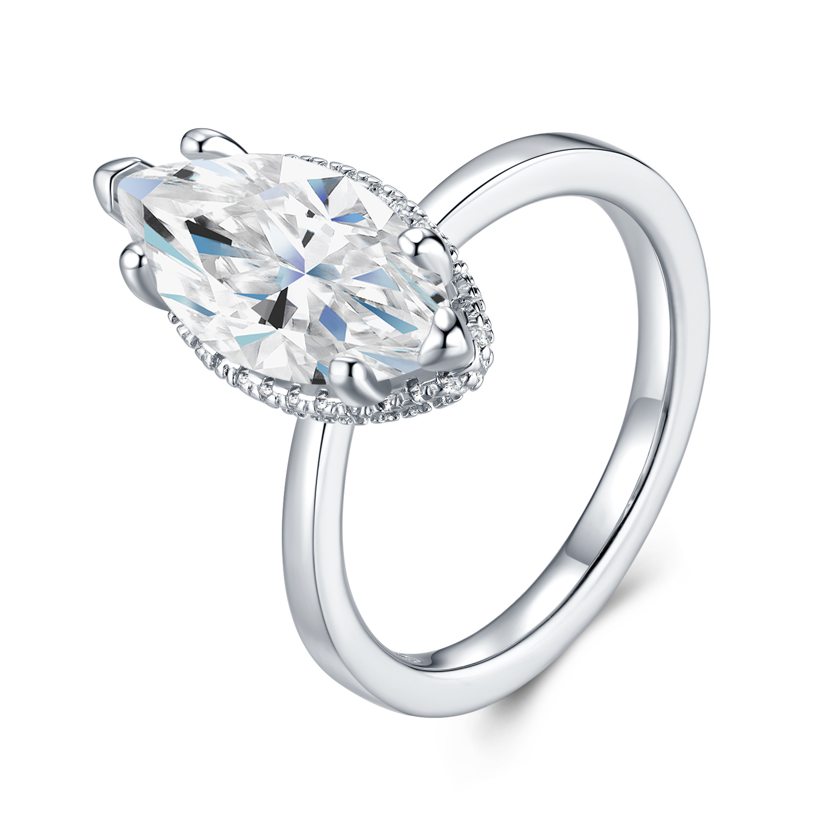 Engraved With Top-quality Moissanite, This Luxurious And Fashionable Minimalist Jewelry Set Features Exquisite Silver Accessories For Ladies. Made Of S925 Silver With Electroplated Platinum. - Image 1