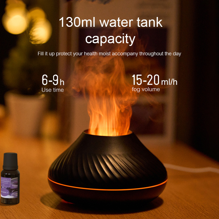 Drop Shipping RGB 130ML Flame Humidifier Diffuser Aroma Essential Oil Fire Flame Aroma Diffuser - Image 2