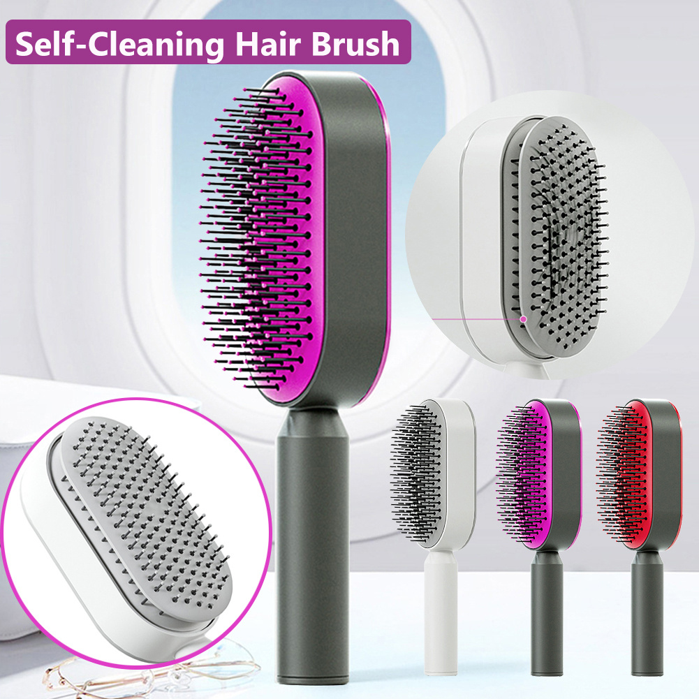 Self Cleaning Hair Brush For Women One-key Cleaning Hair Loss Airbag Massage Scalp Comb Anti-Static Hairbrush - Image 1