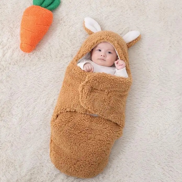 Super Soft Baby Sleeping Bag Fluffy Fleece Newborn Blanket Swaddle Blankets, Unisex Baby Wrap For Newborn Baby Boys Girls With Head-Protecting & Head-Supporting Function, Wearable Swaddle Sleep Sack - Image 3