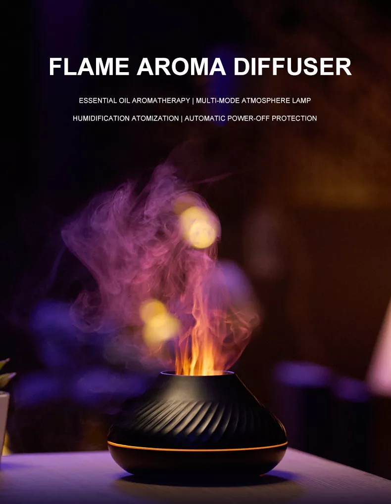 Drop Shipping RGB 130ML Flame Humidifier Diffuser Aroma Essential Oil Fire Flame Aroma Diffuser - Image 13