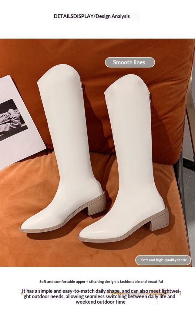 Fleece-lined Tall Chunky-heeled Pointed-toe Over-the-knee Riding Boots