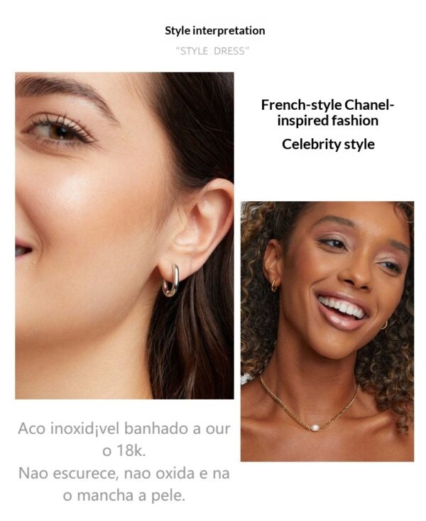 Stainless Steel 18K Gold-Plated Mini O-Ring Earrings - Image 11