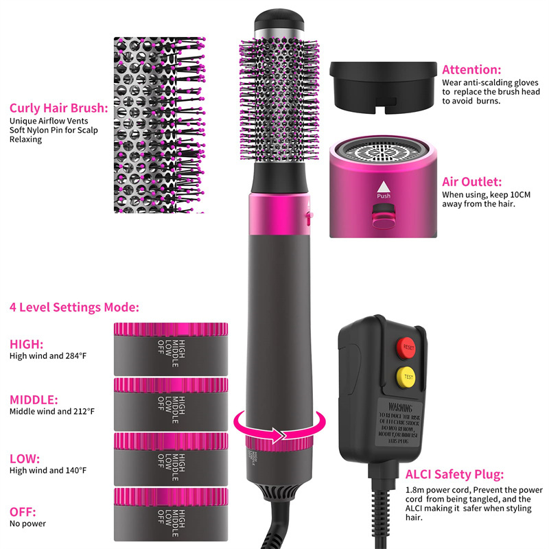 Professional 5 In 1 Hair Dryer Brush Dryer And Straightening Brush Electric Hair Styling Tool Automatic Hair Curler Beauty Supplies Gadgets - Image 5