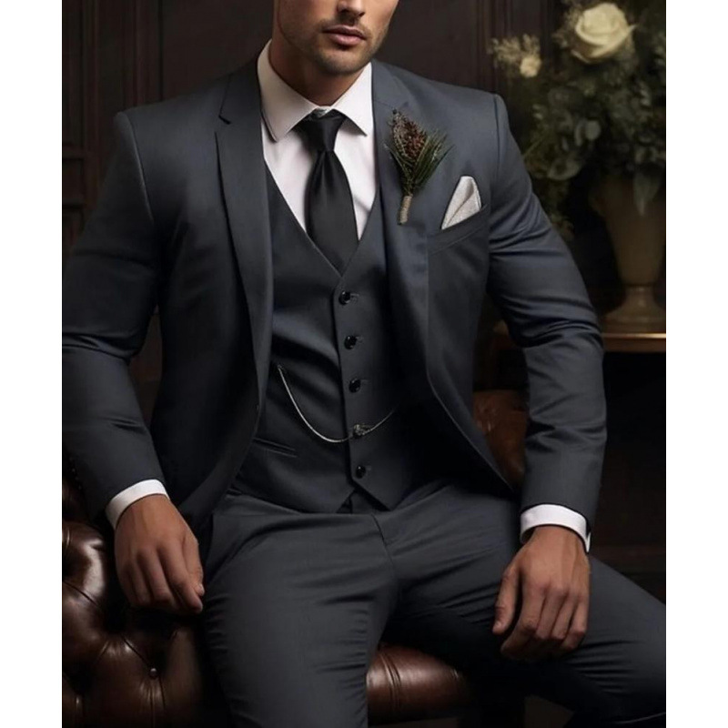 Mens Three-Piece Solid-Color High-End Stylish Suit With A Sophisticated Vibe - Image 19
