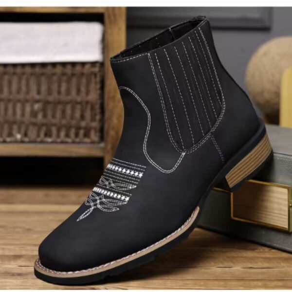 Embroidered Ankle High Mens Martin Boots - Image 2