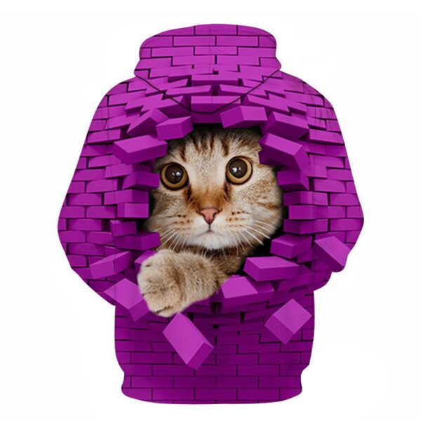 Couples Hoodie With 3D Digital Cat Print - Image 22
