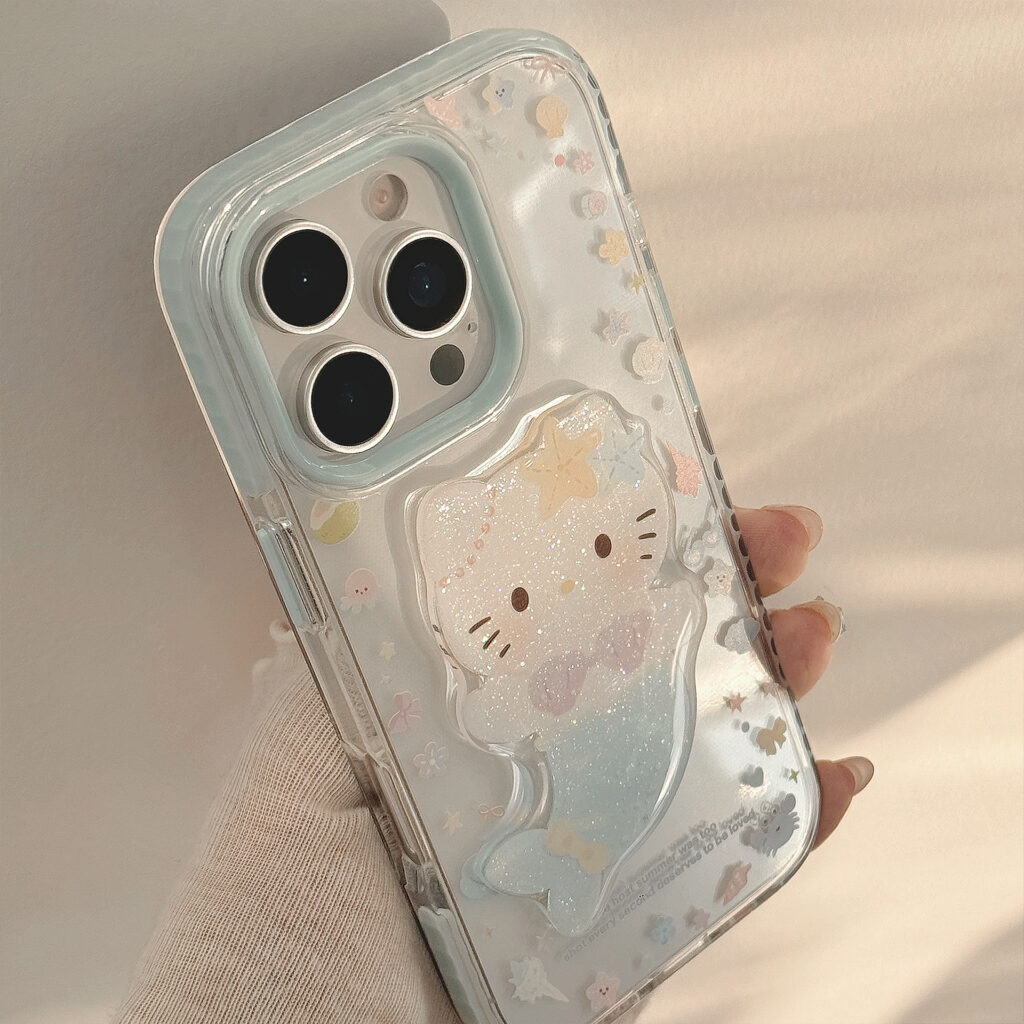 Seaside Cartoon Phone Case With A Mermaid Stand