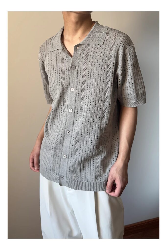 Hollow-out Vintage Lapel Knit Sweater For Men