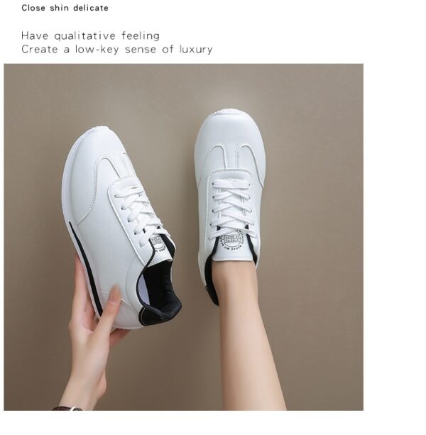 Plus-size Women's Leather Lace-up Casual Sneakers - Image 17
