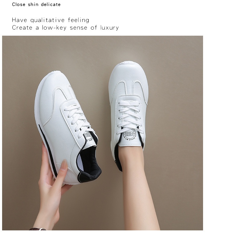 Plus-size Women's Leather Lace-up Casual Sneakers