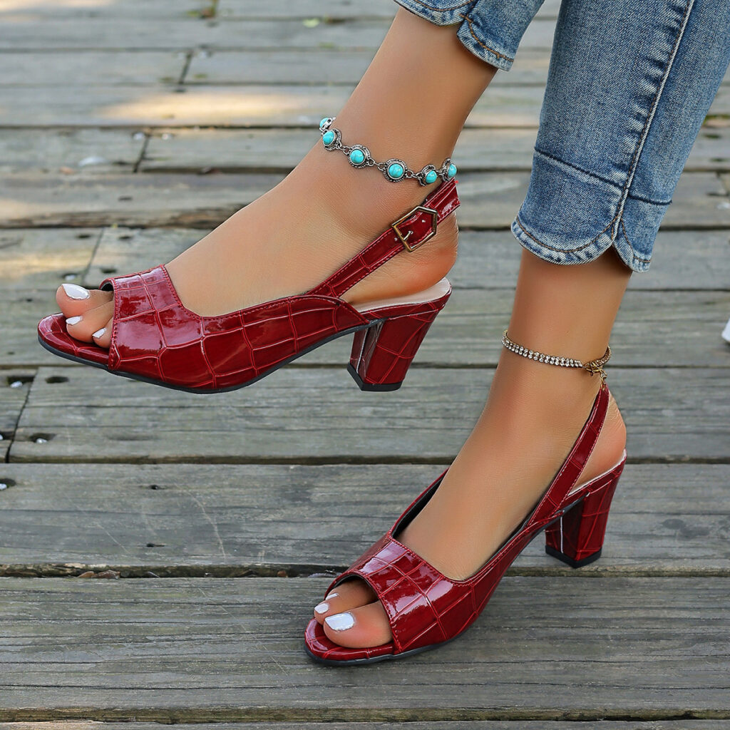 Fish Mouth Chunky Heel Sandals For Women