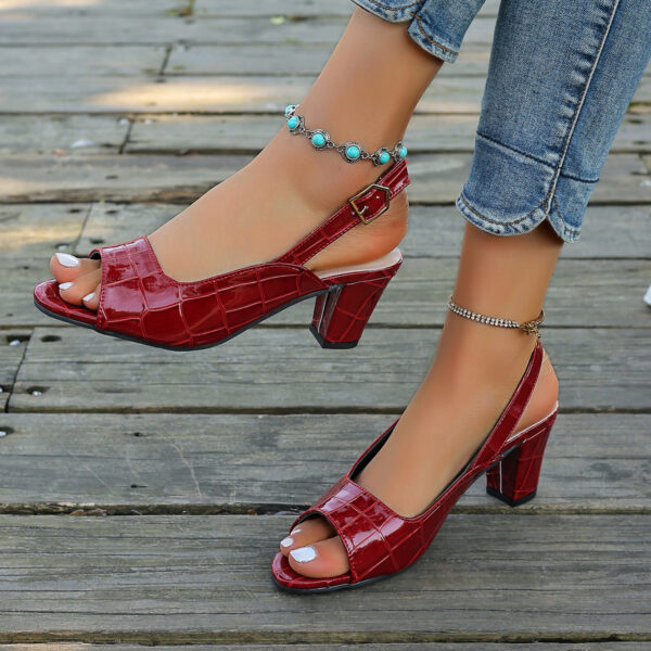 Fish Mouth Chunky Heel Sandals For Women - Image 4