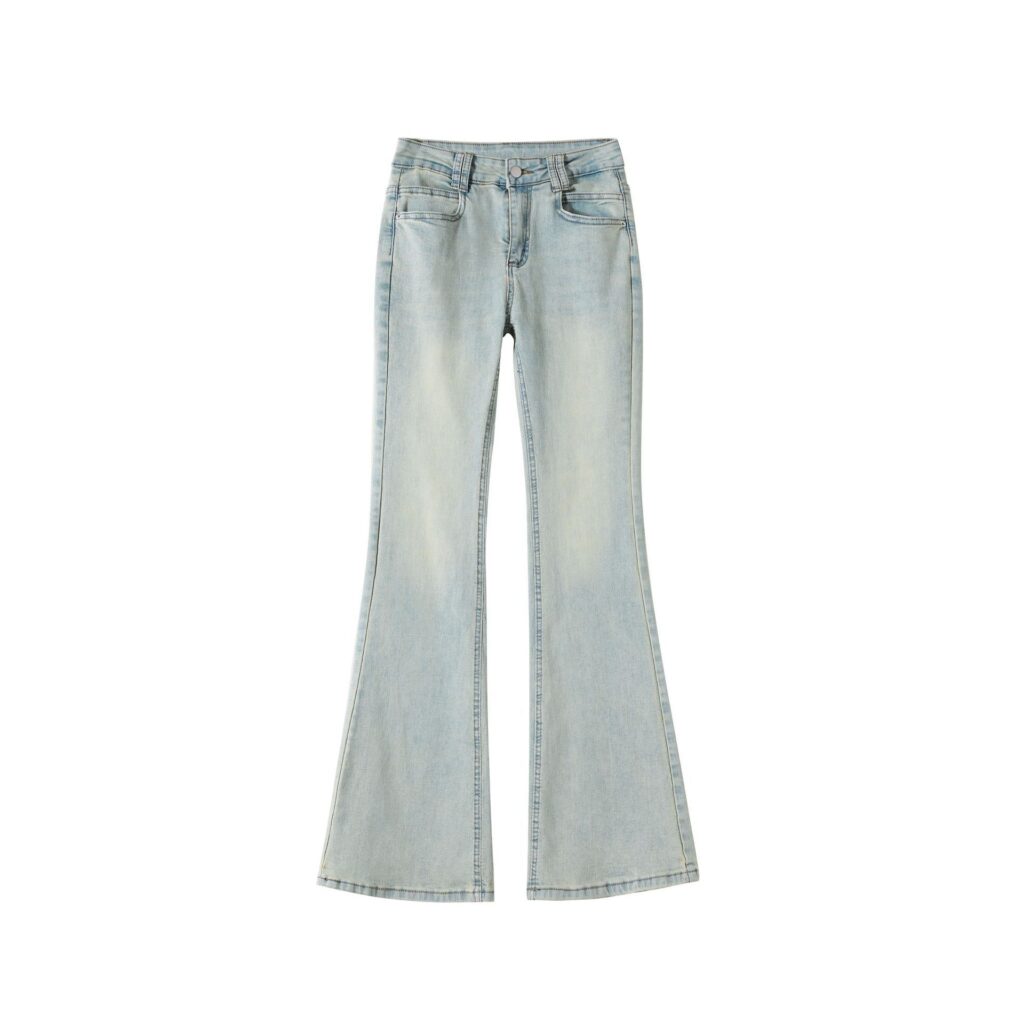 Light Blue American-Style Flared Jeans For Women