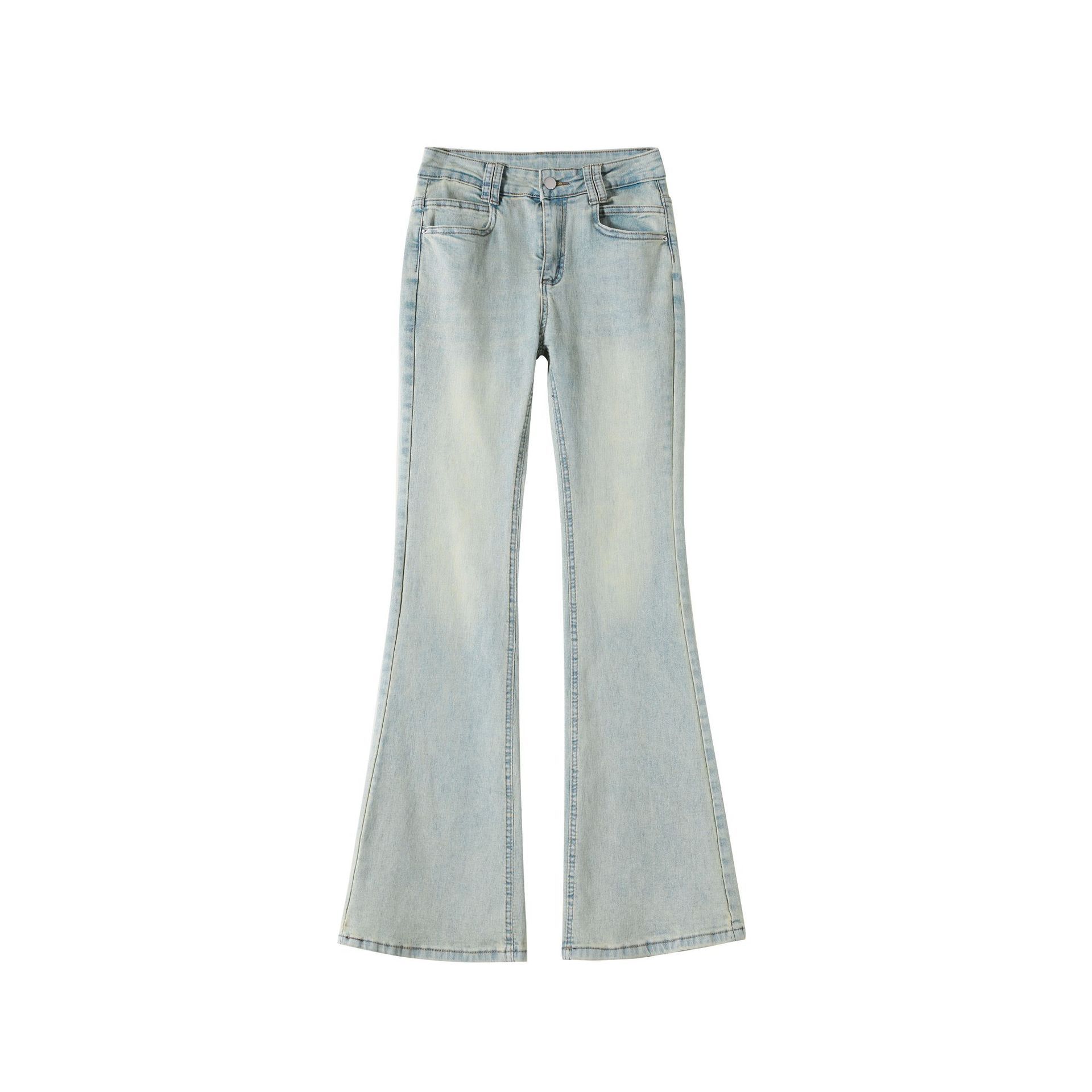Light Blue American-Style Flared Jeans For Women - Image 15