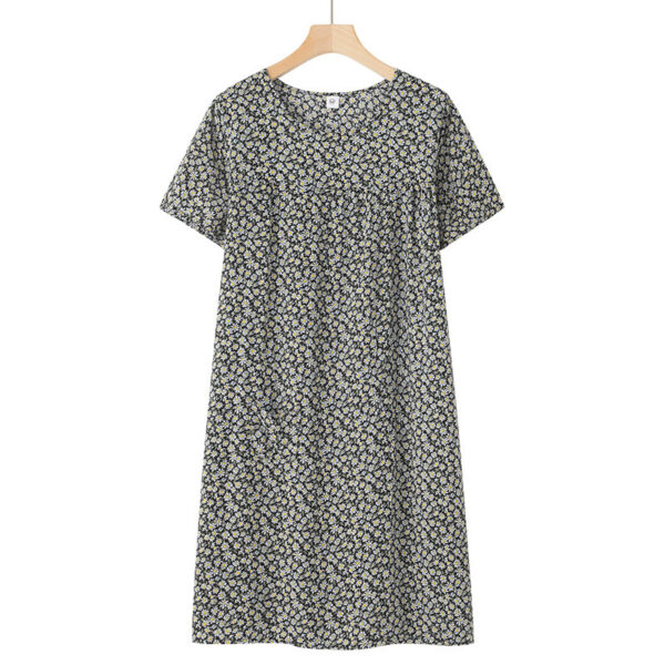 Women's Thin Loose Cotton Silk Short-Sleeve Dress - Image 7