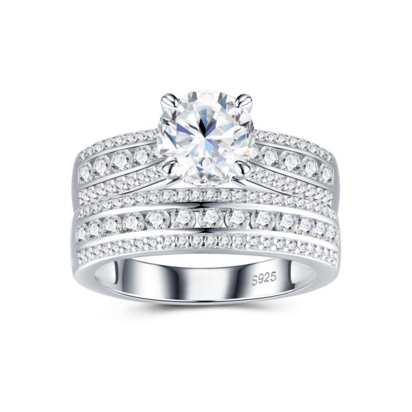 2-carat Luxury Fashion Minimalist Trend Jewelry Silver Ring Set With Top-quality Morganite, Made Of S925 Silver With Electroplated Platinum. - Image 4