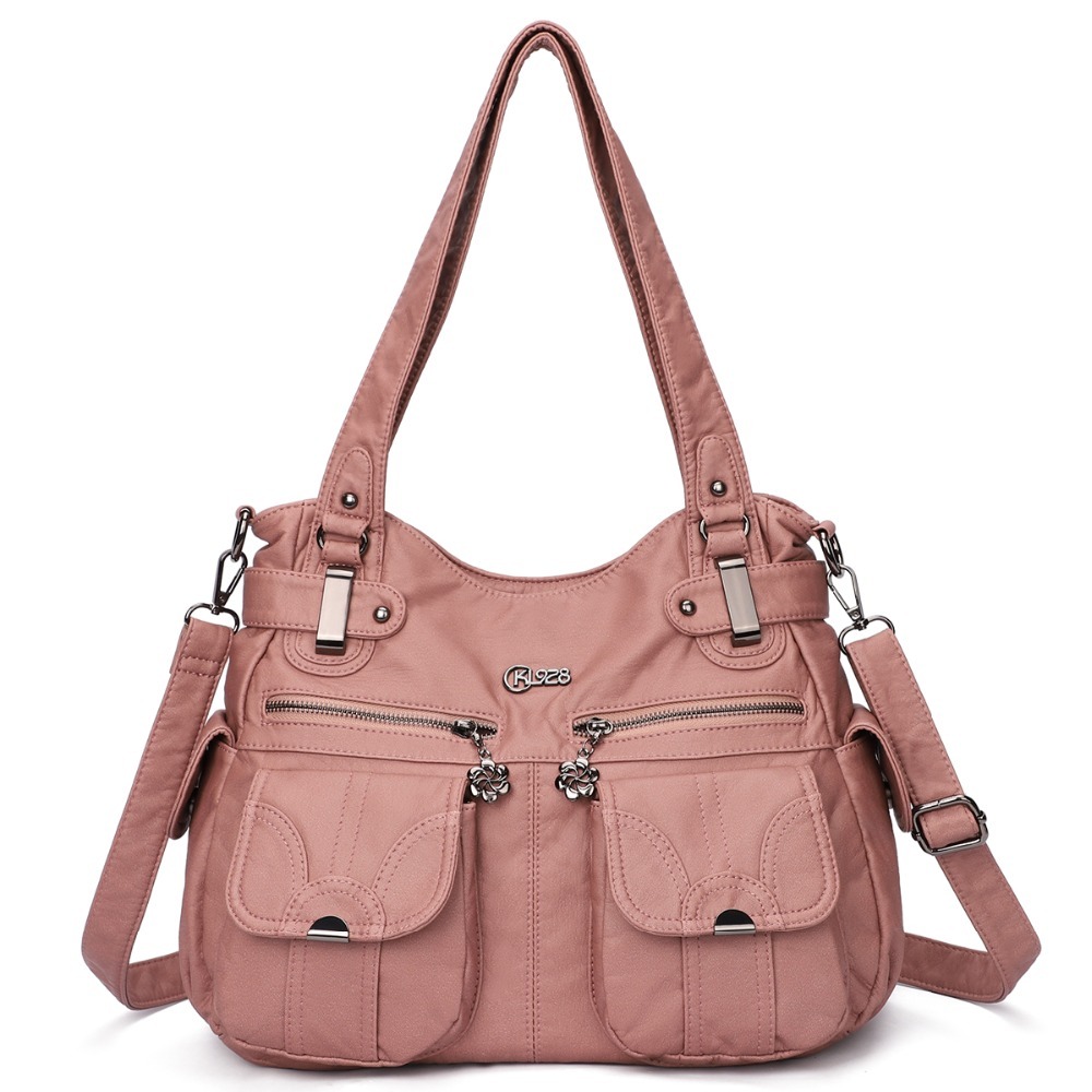 Fashion Ladies Soft Leather Portable Messenger Bag Crossbody Bags For Women Zipper Pocket Soft Casual Tote - Image 1