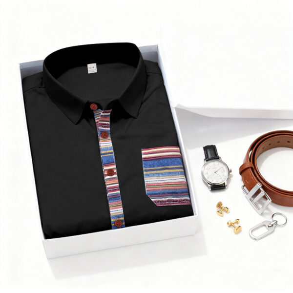Men's Contrasting-Color Beach Short-Sleeve Casual Shirt - Image 23