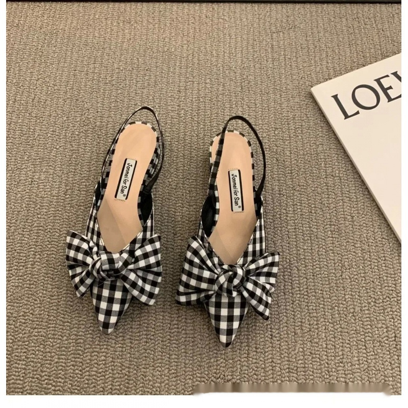 French-style Pointed-toe Bow-embellished Closed-toe Sandals For Women - Image 36