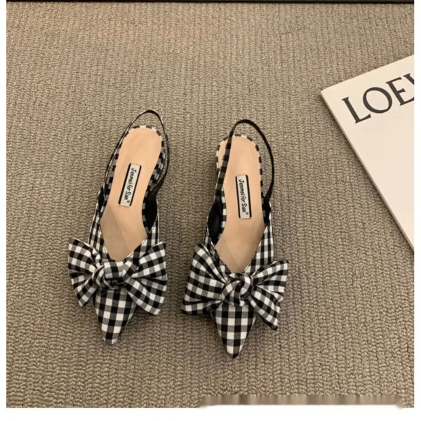 French-style Pointed-toe Bow-embellished Closed-toe Sandals For Women - Image 37