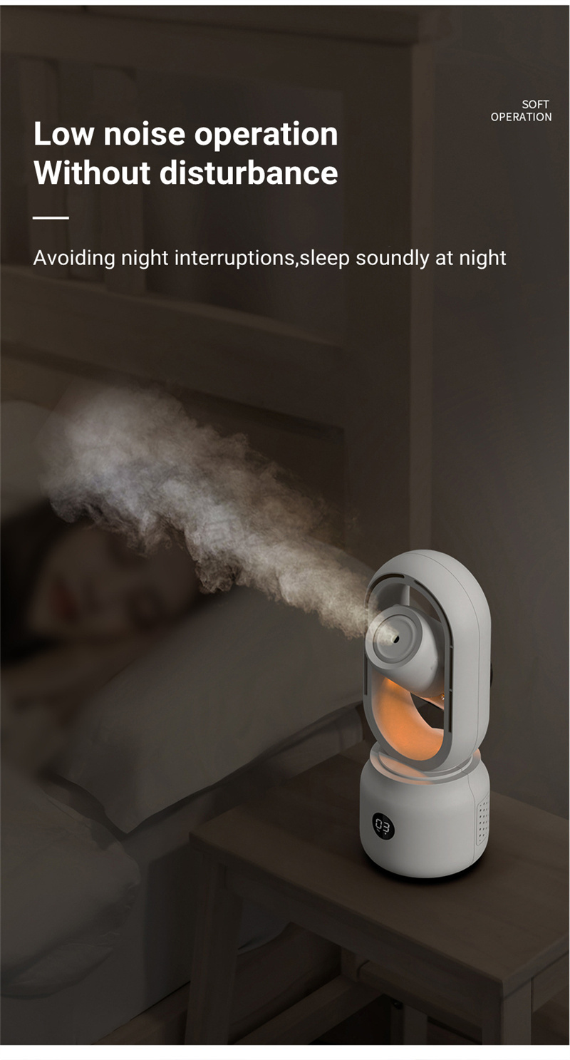 Summer Water Cooled Spray Mist Electric Fan USB Rechargeable Portable Wireless Air Humidifier Bladeless Ventilator Table Fan - Image 19