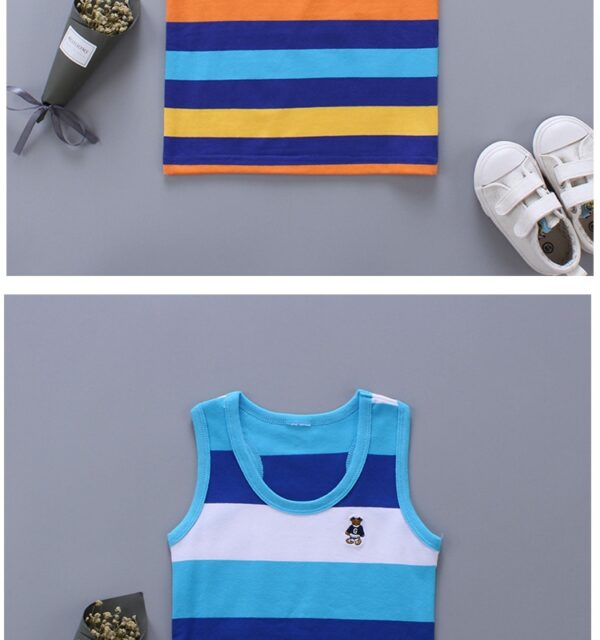 Breathable Cotton Striped Sleeveless Kids Vest - Image 14
