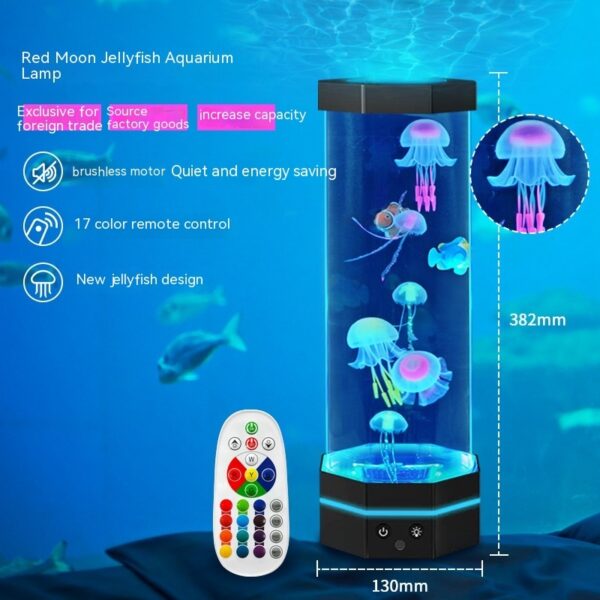 Jellyfish Lava Lamp 17 Colors Changing 15inch Jellyfish Lamp With Remote Control USB Plug-in Bubble Fish Lamp Kids Night Light Creative Projector Lamp Home Decor - Image 6