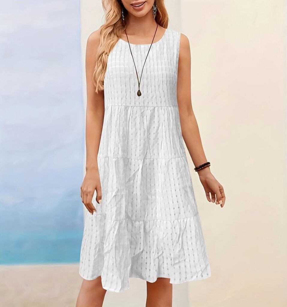 Women's Casual Solid-Colored Hollow-Out Vest Dress For Lunch Break