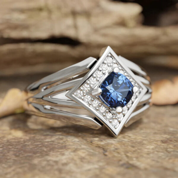 Womens Diamond-shaped Geometric Micro-pave Cubic Zirconia Multi-layer Ring - Image 2