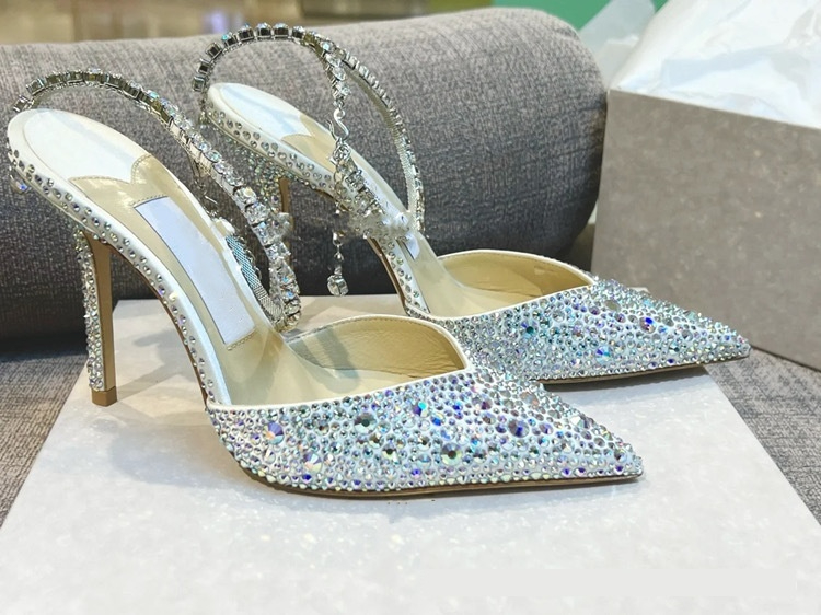 Gradient Color Full-Blown Crystal Fairy High Heels