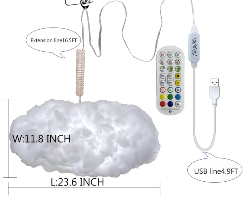 USB Cloud Light APP Control Music Synchronization 3D RGBIC Ambient Light Lightning Simulation Clouds Bedroom Room Light - Image 8