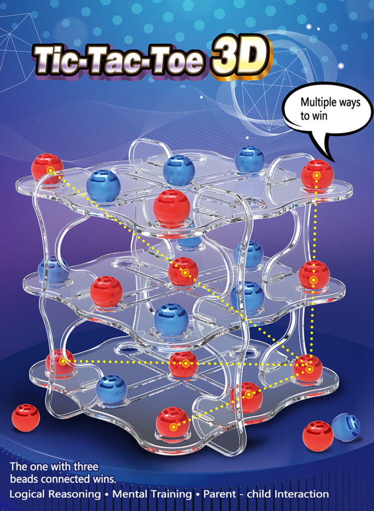 3D Triple Tic-Tac-Toe Early Learning Board Game For Kids