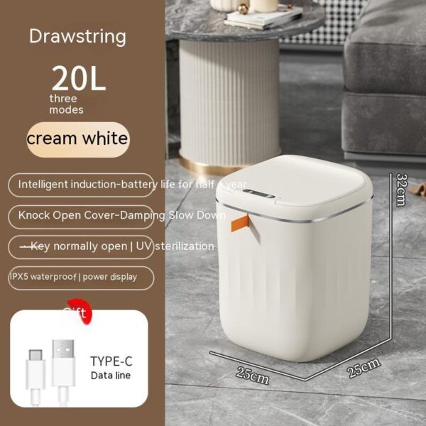Smart Trash Can With Lid For Bedroom And Living Room Kitchen Storage Box Trash Can Induction Small Car Box Automatic Smart Dustbin Smart Trash Bin - Image 26