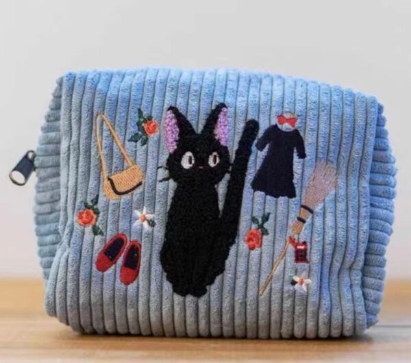 Zipper Handheld Makeup Corduroy Embroidered Handbag - Image 5