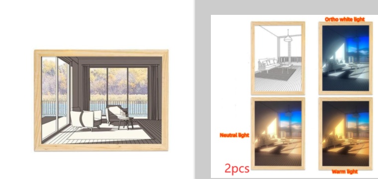 Illuminated Picture LED Decorative Light Painting Bedside Picture Style Creative Modern Simulate Sunshine Drawing Night Light Gift - Image 91