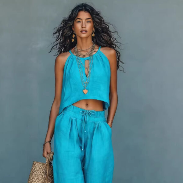 Women's Sleeveless Tank Top And Wide-Leg Pants Set - Image 7