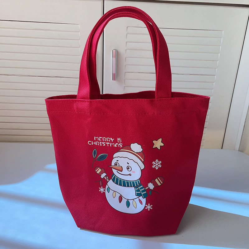 Minimally Handheld Christmas Printed Canvas Bag