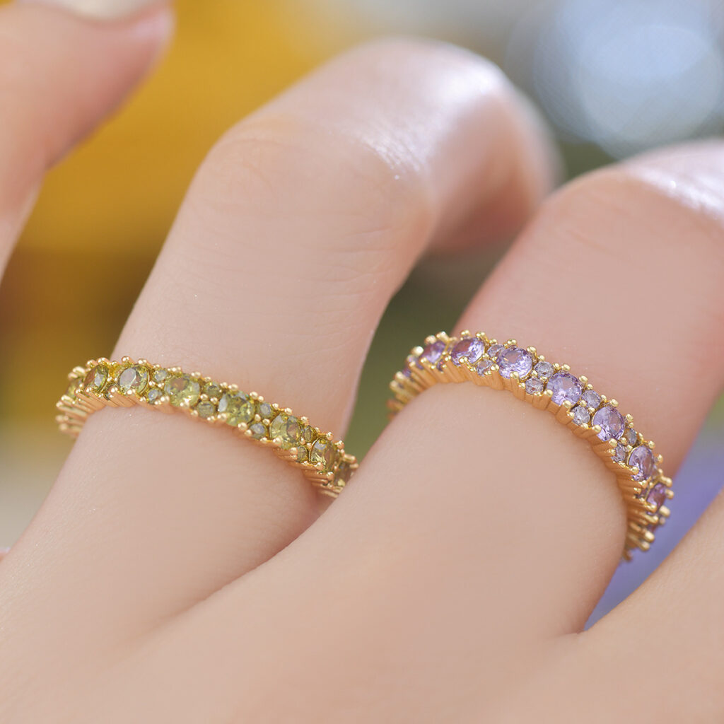 Purple Zircon Ring With Adjustable Opening