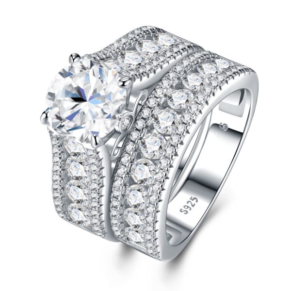2-carat Luxury Fashion Minimalist Trend Jewelry Silver Ring Set With Top-quality Moissanite, Made Of S925 Silver With Electroplated Platinum.