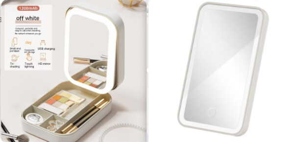 Makeup Storage Box With LED Light Mirror Portable Travel Makeup Cosmetics Storage Box Touch Light Storage Organizer - Image 11