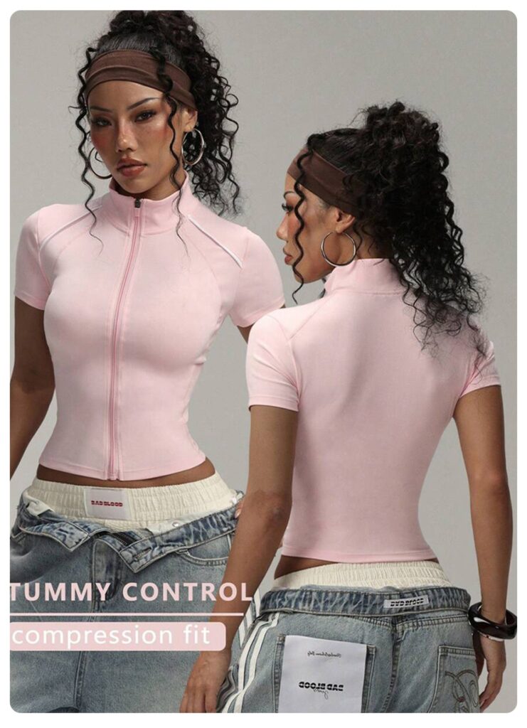 Women's Short Contrast-color Yoga And Fitness Jacket