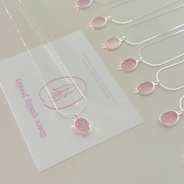Strawberry Quartz Crystal Necklace Womens Pendant Collarbone - Image 2
