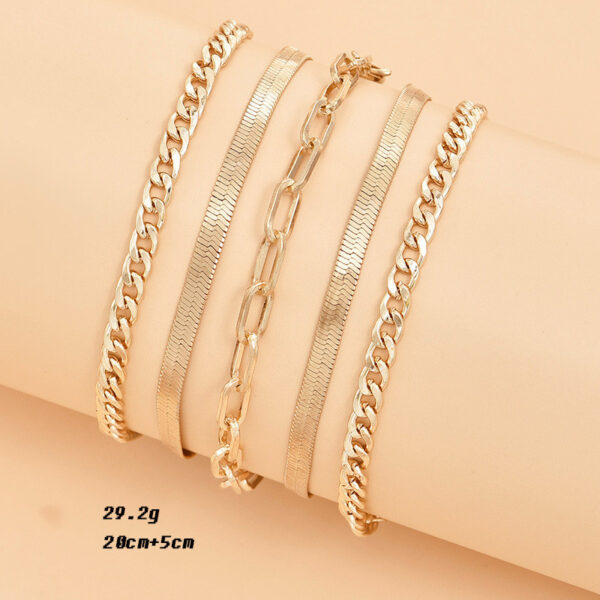 Europe And America Cross Border New Anklet Women's Fashion Multi-layer Metal Chain Anklet Set Combination Anklet - Image 2